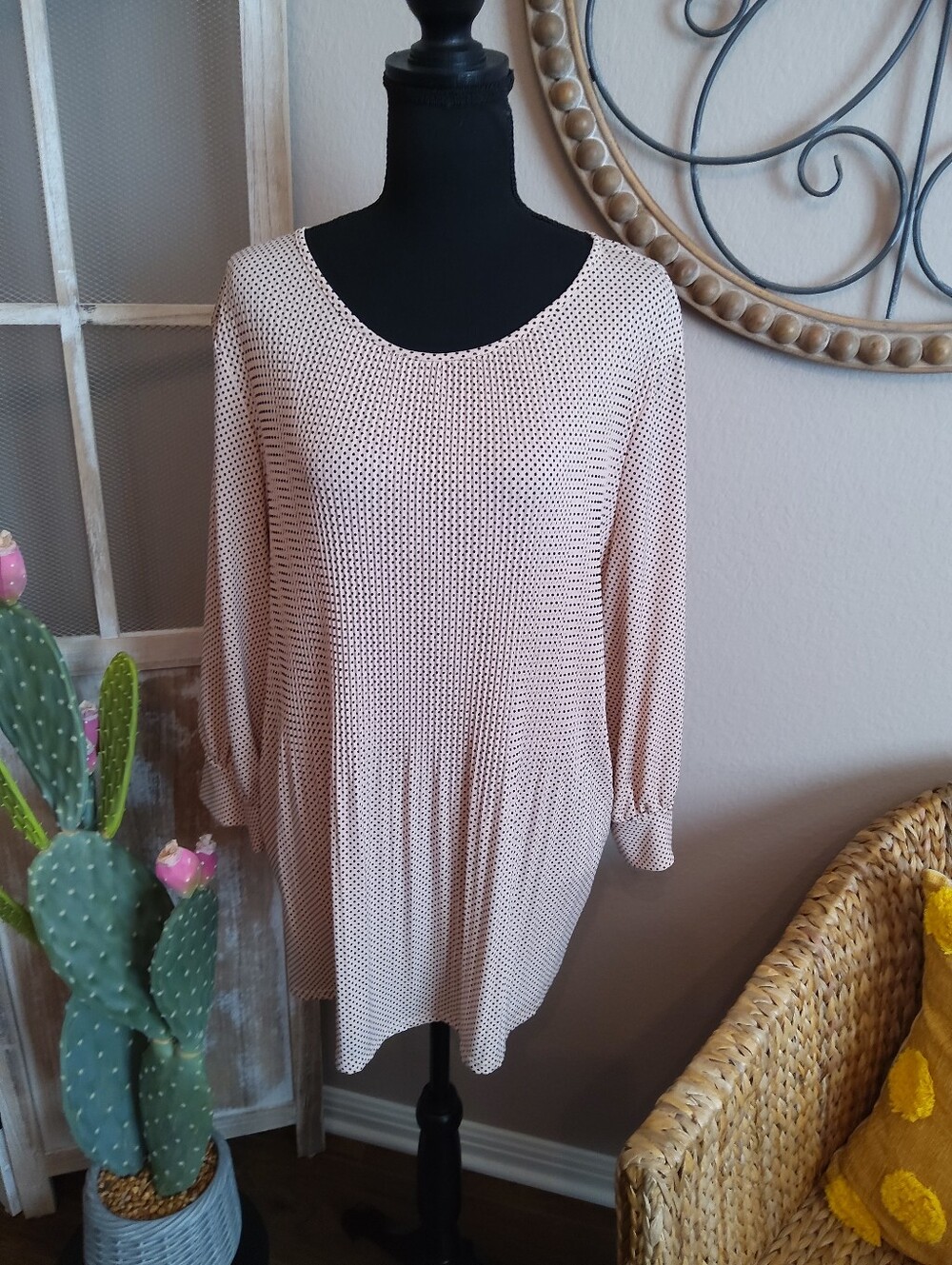 Adrianna Papell Light Pink Scoop Neck Knit Tunic
